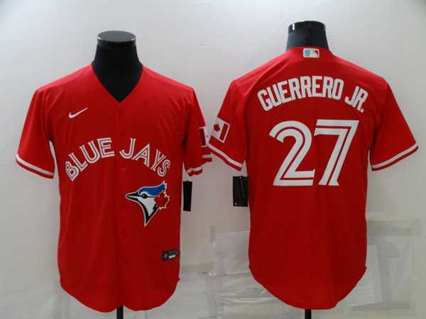 Mens Toronto Blue Jays #27 Vladimir Guerrero Jr. Red Cool Base Stitched Jersey